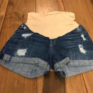 7’s distressed maternity denim shorts